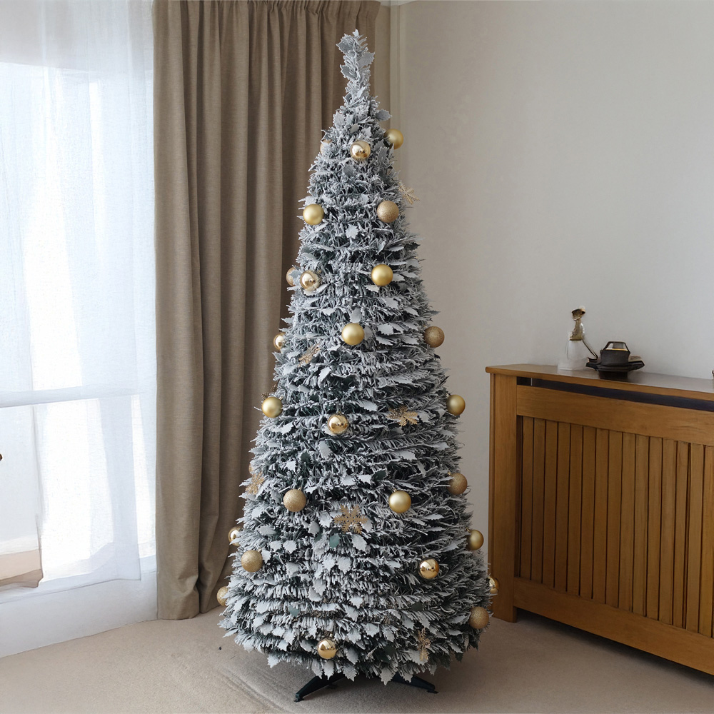 Xmas Haus Pop Up Pre Lit Snowy Artificial Christmas Tree 7ft Image 2