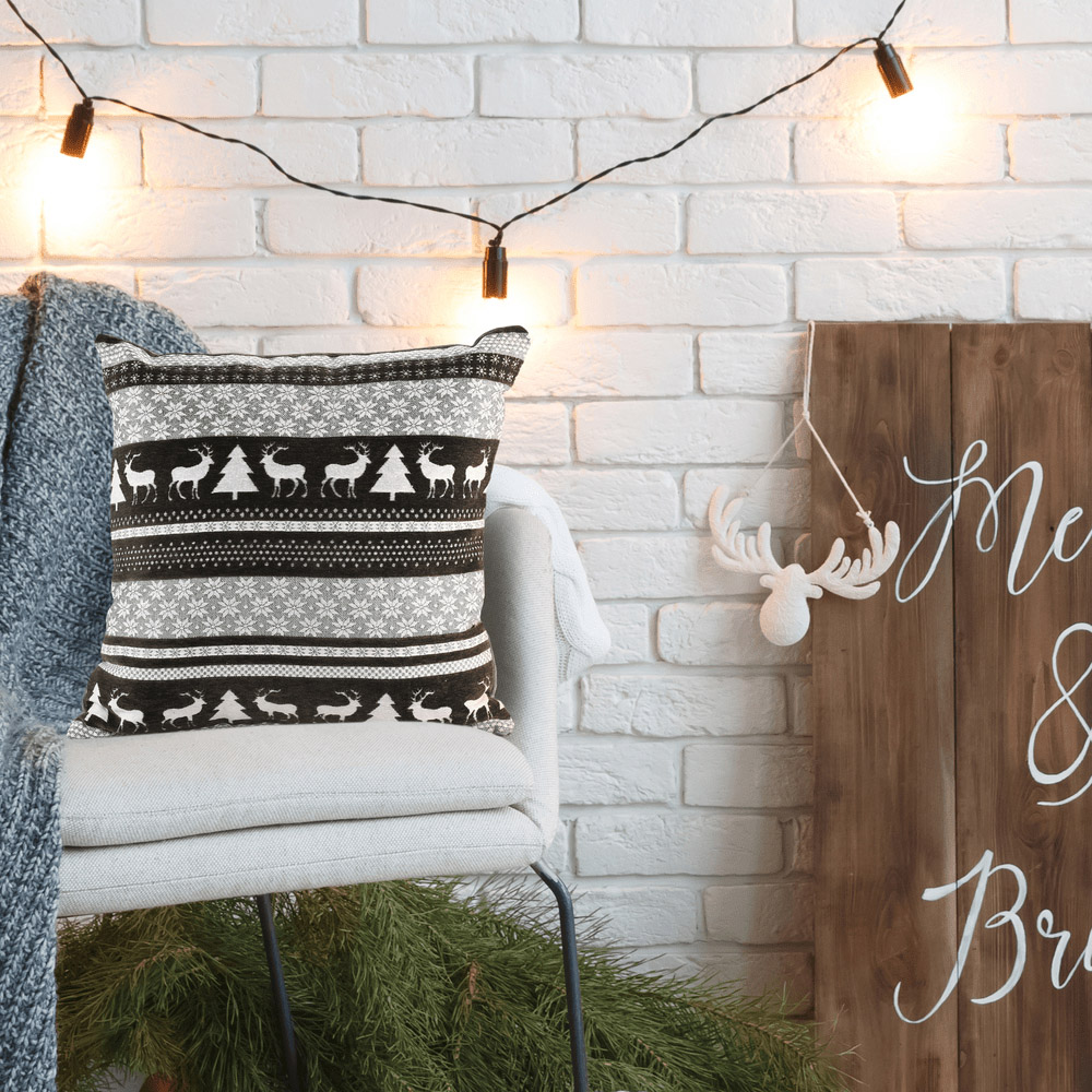 Noel Square Silver Nordic Snowflake Cotton Chenille Cushion 43 x 43cm Image 4