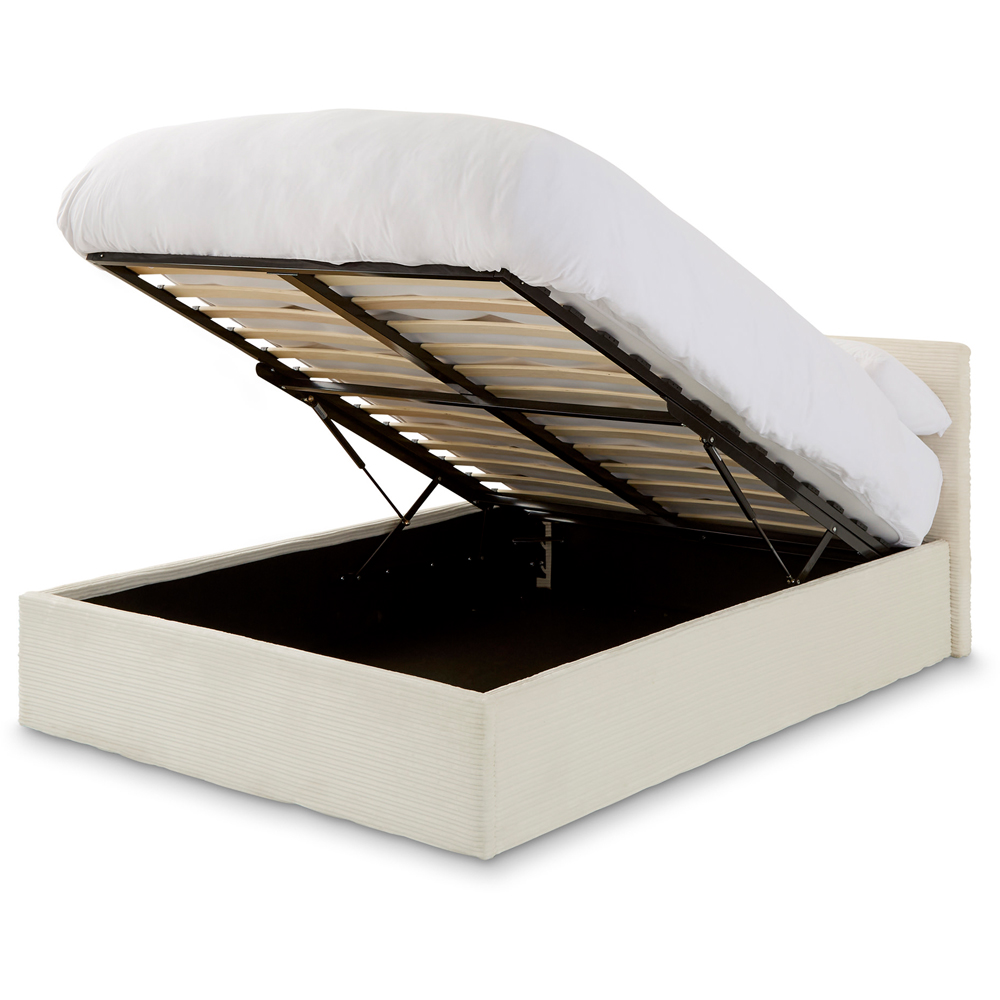 GFW Small Double Cream Corduroy End Lift Ottoman Bed Image 6