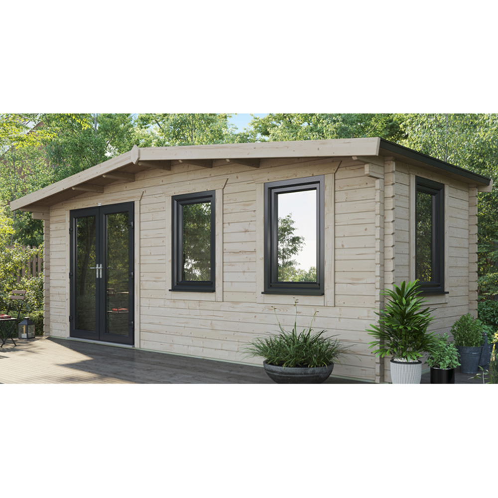 Power Sheds 8 x 20ft Left Double Door Chalet Log Cabin Image 9