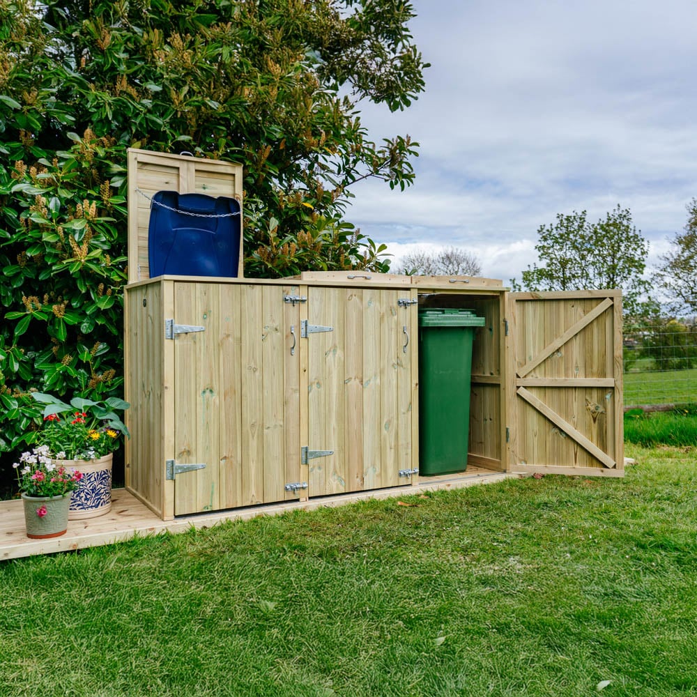 The Garden Village Shireburn 360L Triple Wheelie Bin Shed Image 7