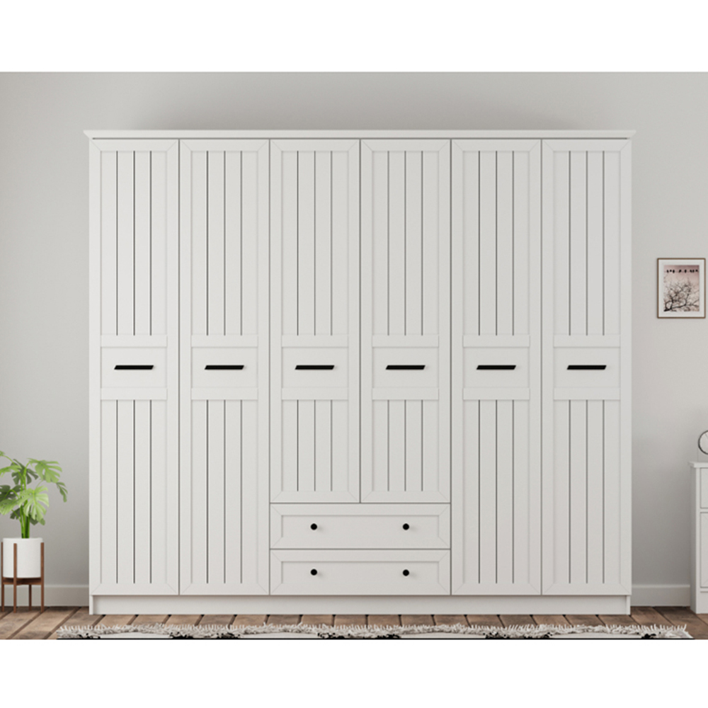 Evu VIENNA XL 6 Doors 2 Drawers White Wardrobe Image 5