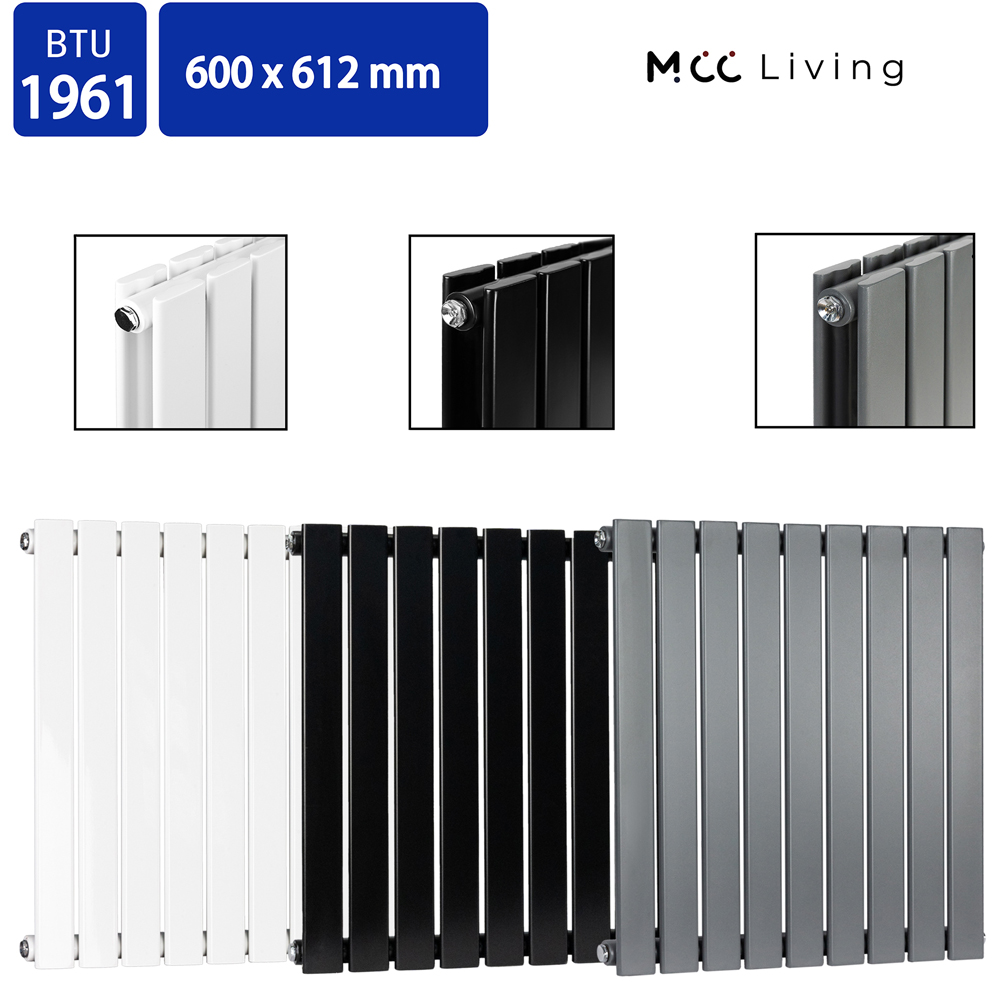 Anthracite 1961 BTU Single Flat Panel Vertical Column Radiator 600 x 612mm Image 4