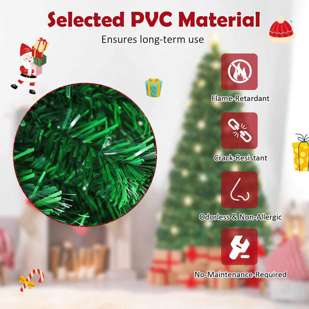 Costway Pre Lit Warm White Star Fibre Optic LED Artificial Christmas Tree 6ft Image 5