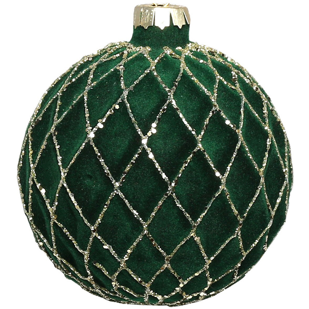 Green Velvet Sparkle Bauble - Green Image 1