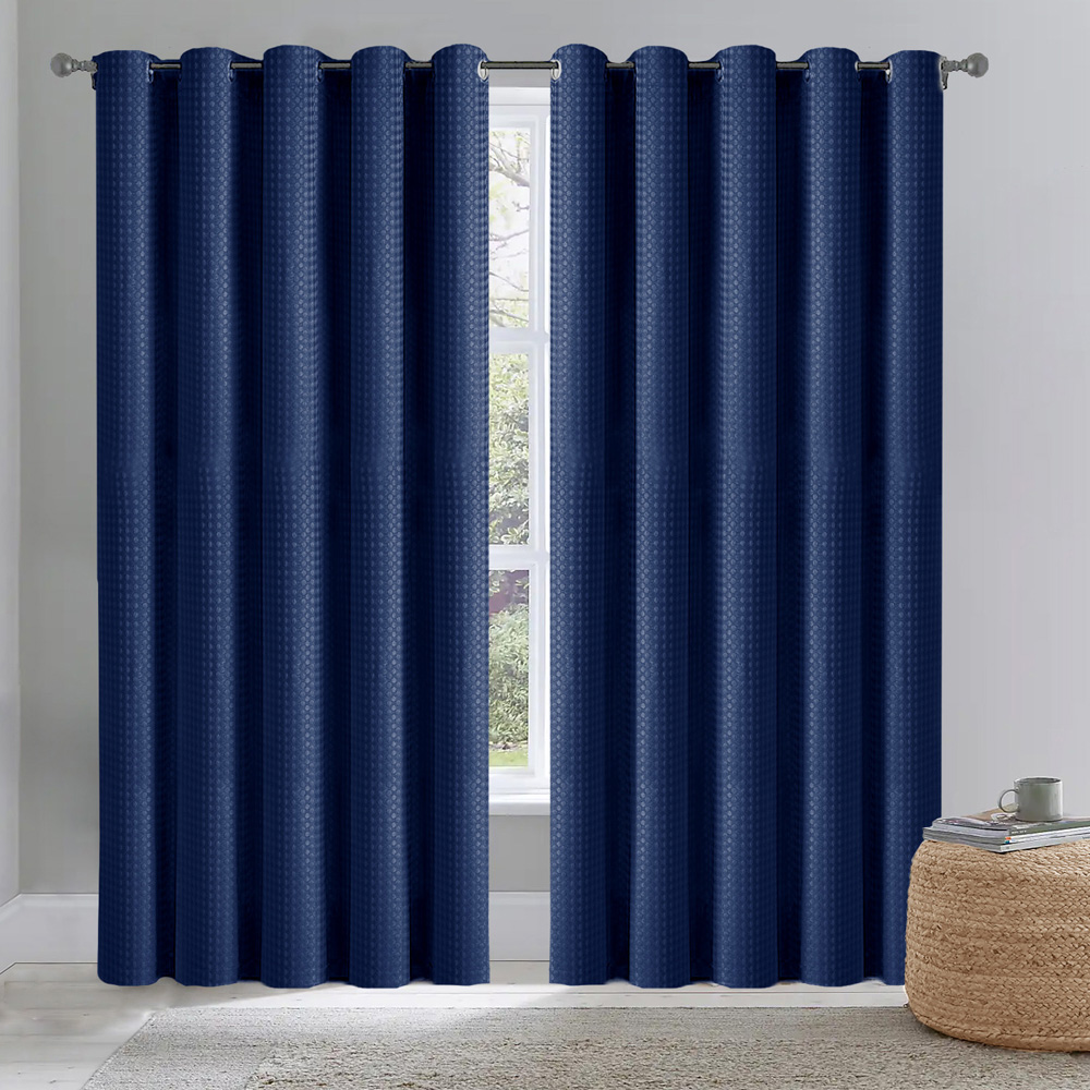 Velosso Waffle Navy Blackout Curtains 183 x 229cm Image 7