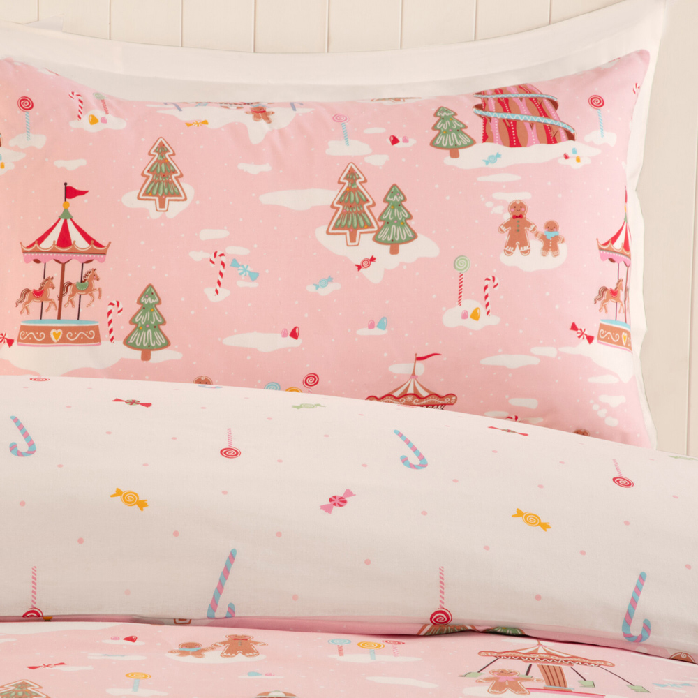 Gingerbread Fairground Duvet Set Pink Single Image 3