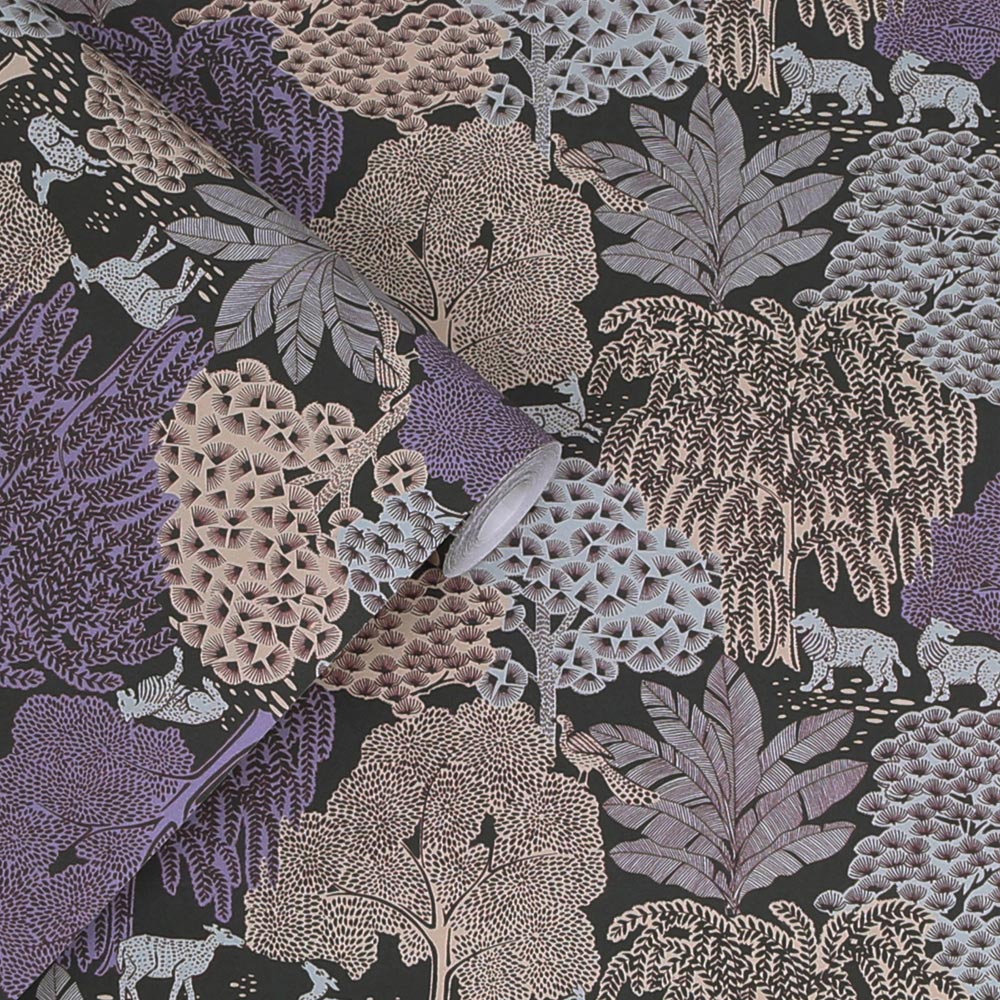 Laura Ashley Garwood Grove Violet Grey Wallpaper Image 2