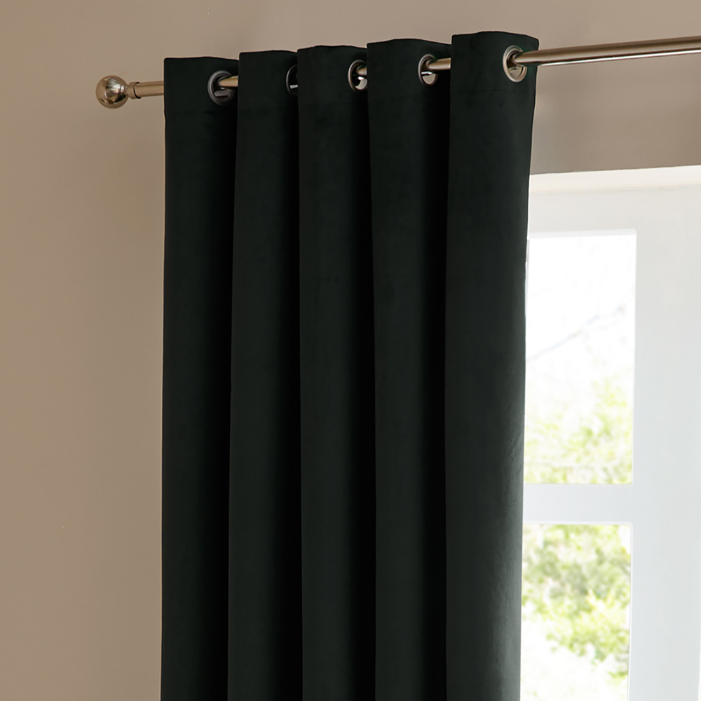 Furn The Ultimate Black Velvet Fully Lined Eyelet Curtains 168 x 229cm Image 3