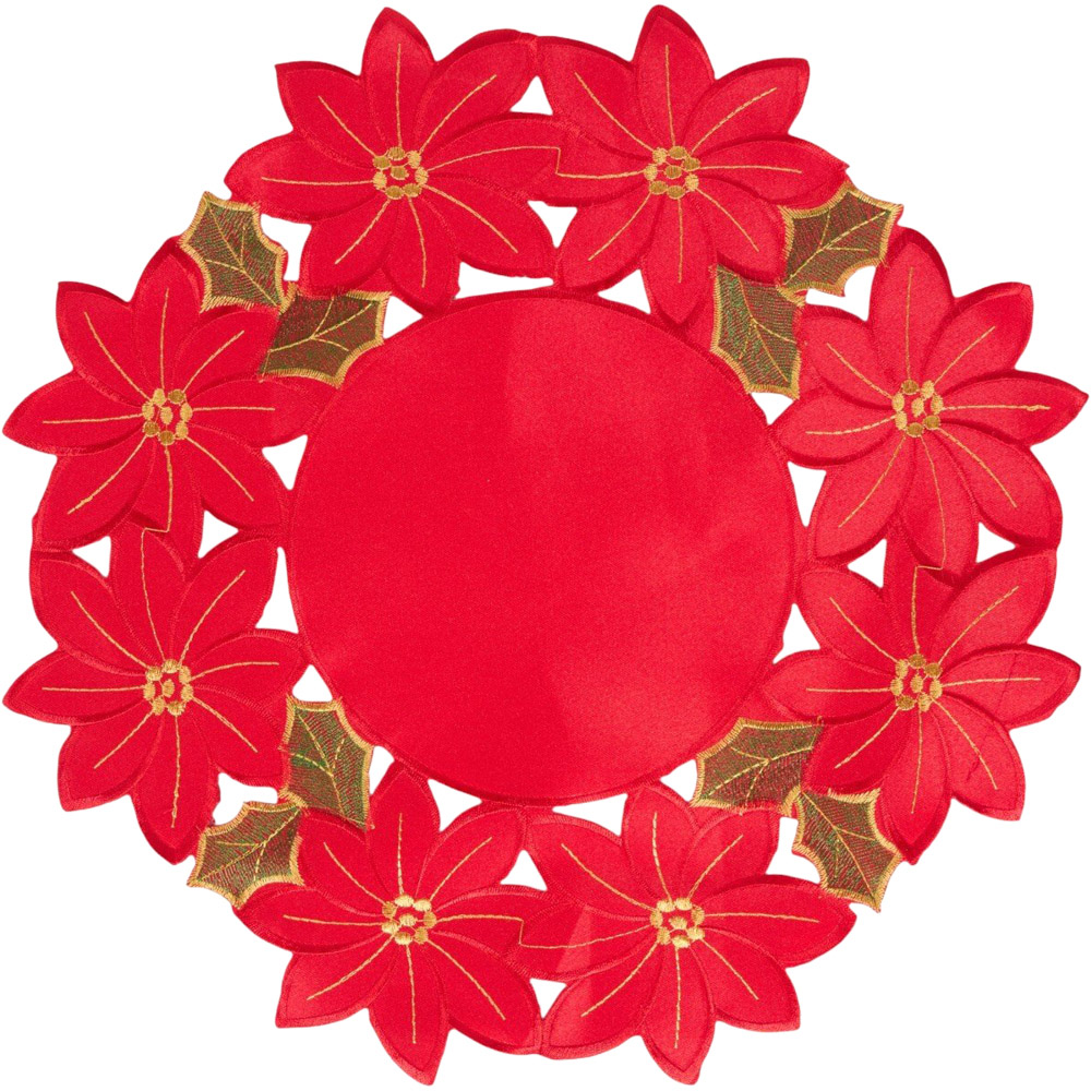 Pack of 2 Poinsettia Placemats Red Image 4