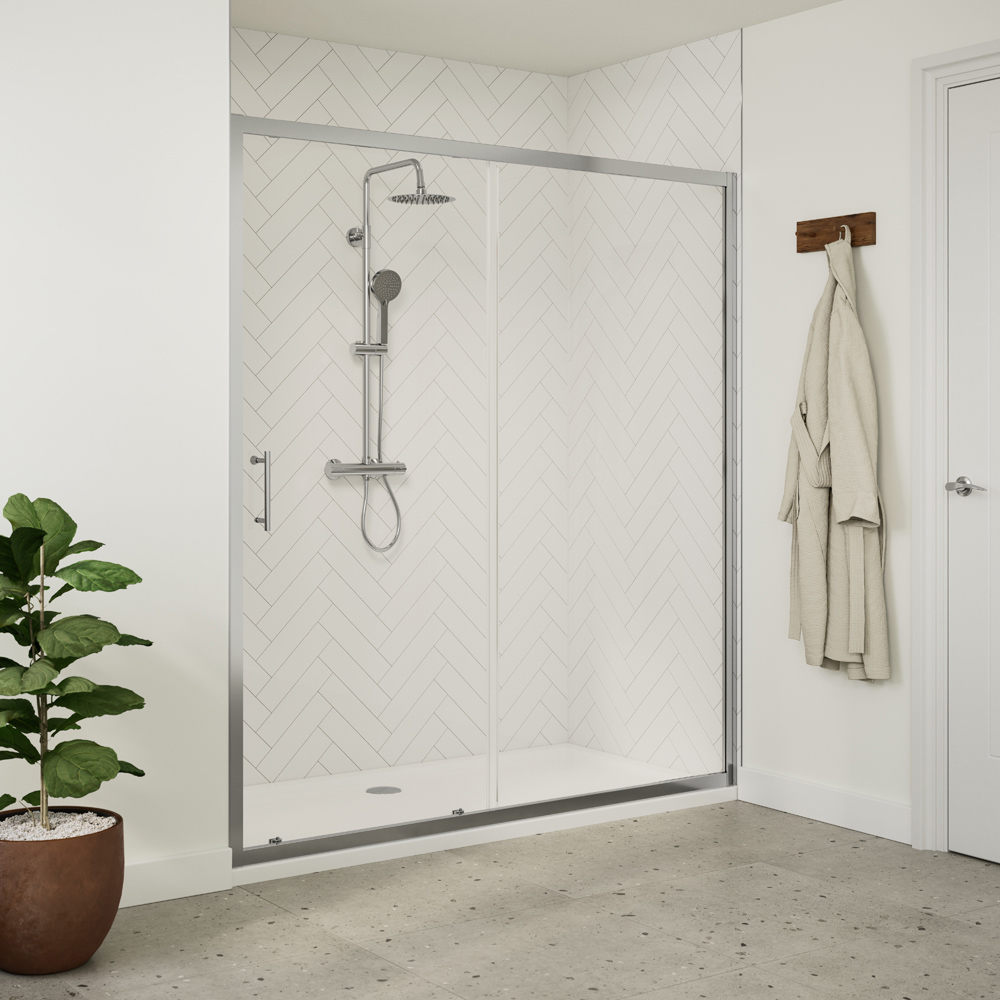 Bathstore Atlantis Chrome Toughened Safety Glass Sliding Door 1100mm Image 2
