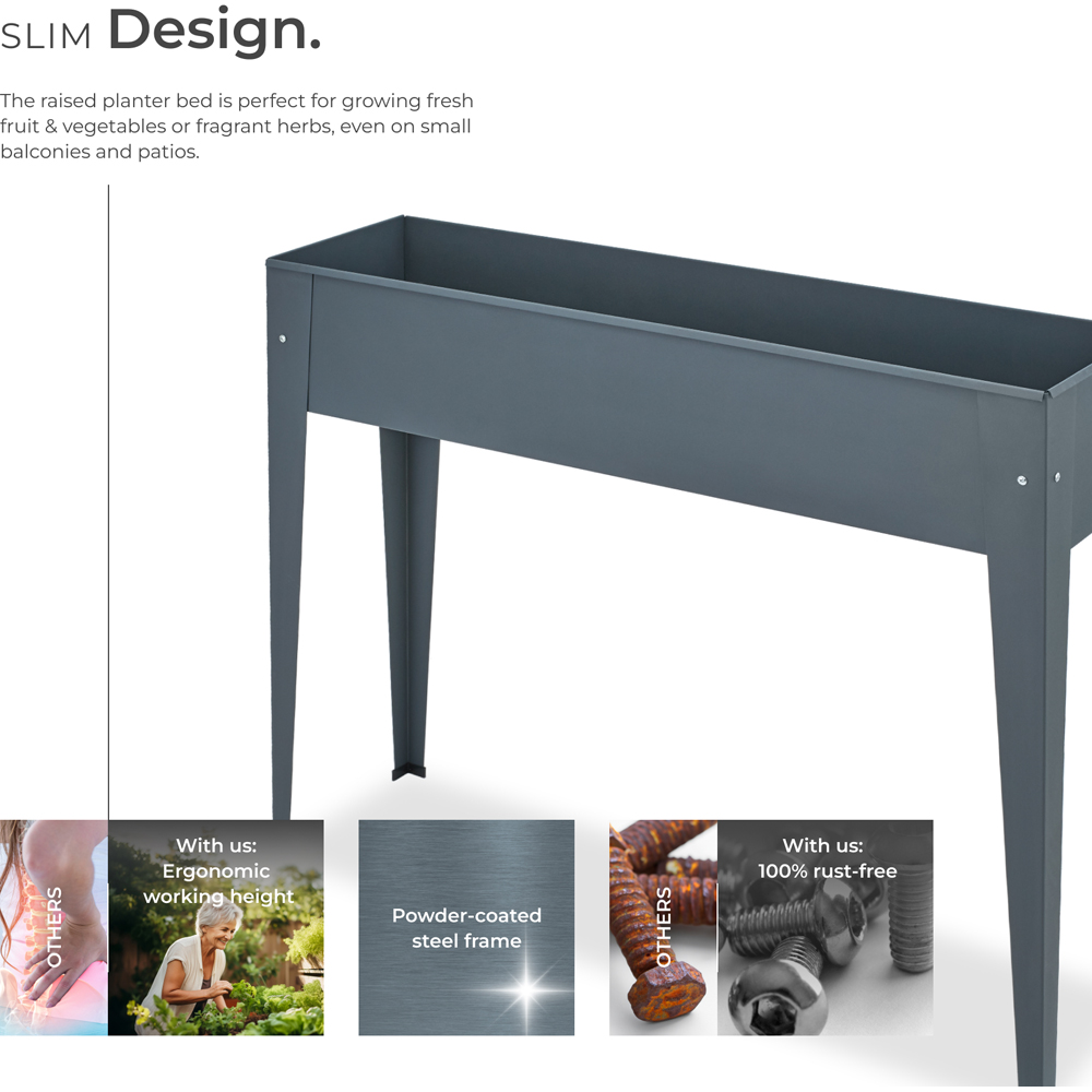 tectake Calendula Anthracite Raised Bed with Drainage Hole 42L Image 3
