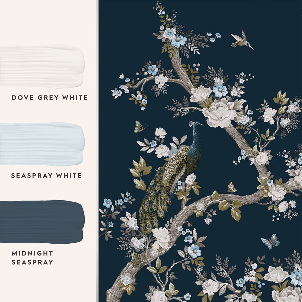 Laura Ashley Belvedere White Midnight Mural Wallpaper Image 2