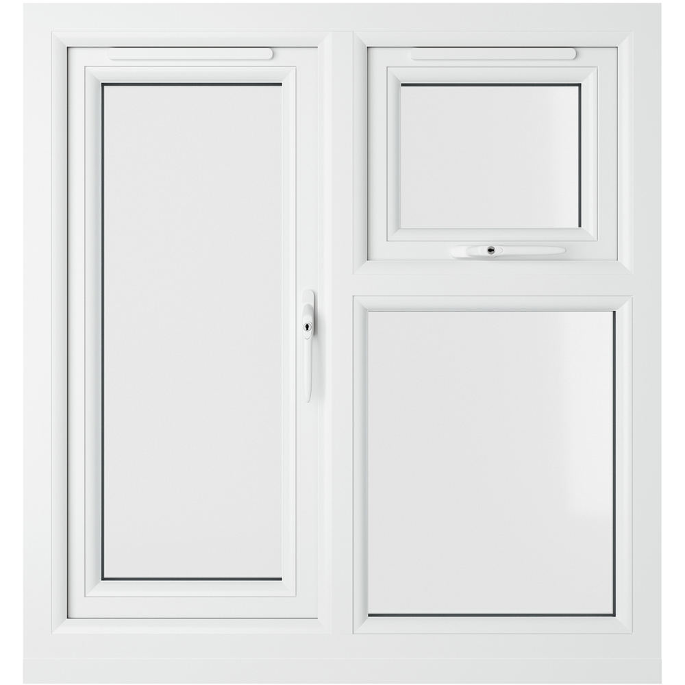 Crystal uPVC Triple Glazed Window RH Side Hung and Top Opener Grey White Clear Glass 905x965mm Image 2