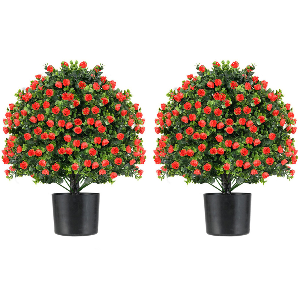 Costway Artificial Rose Topiary Ball Tree 2 Pack Image 1