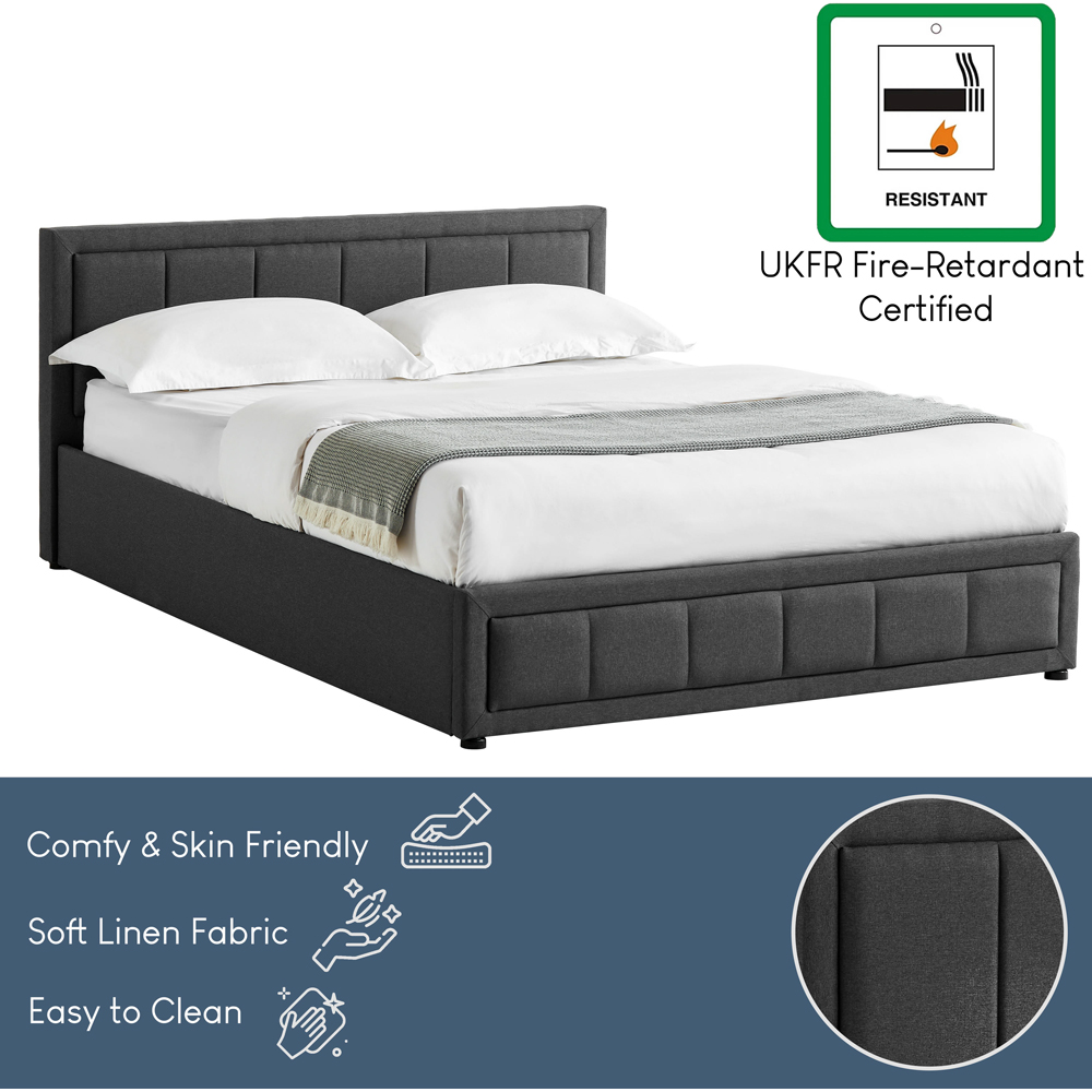 Vida Designs Vanita King Size Dark Grey Ottoman Bed Image 6