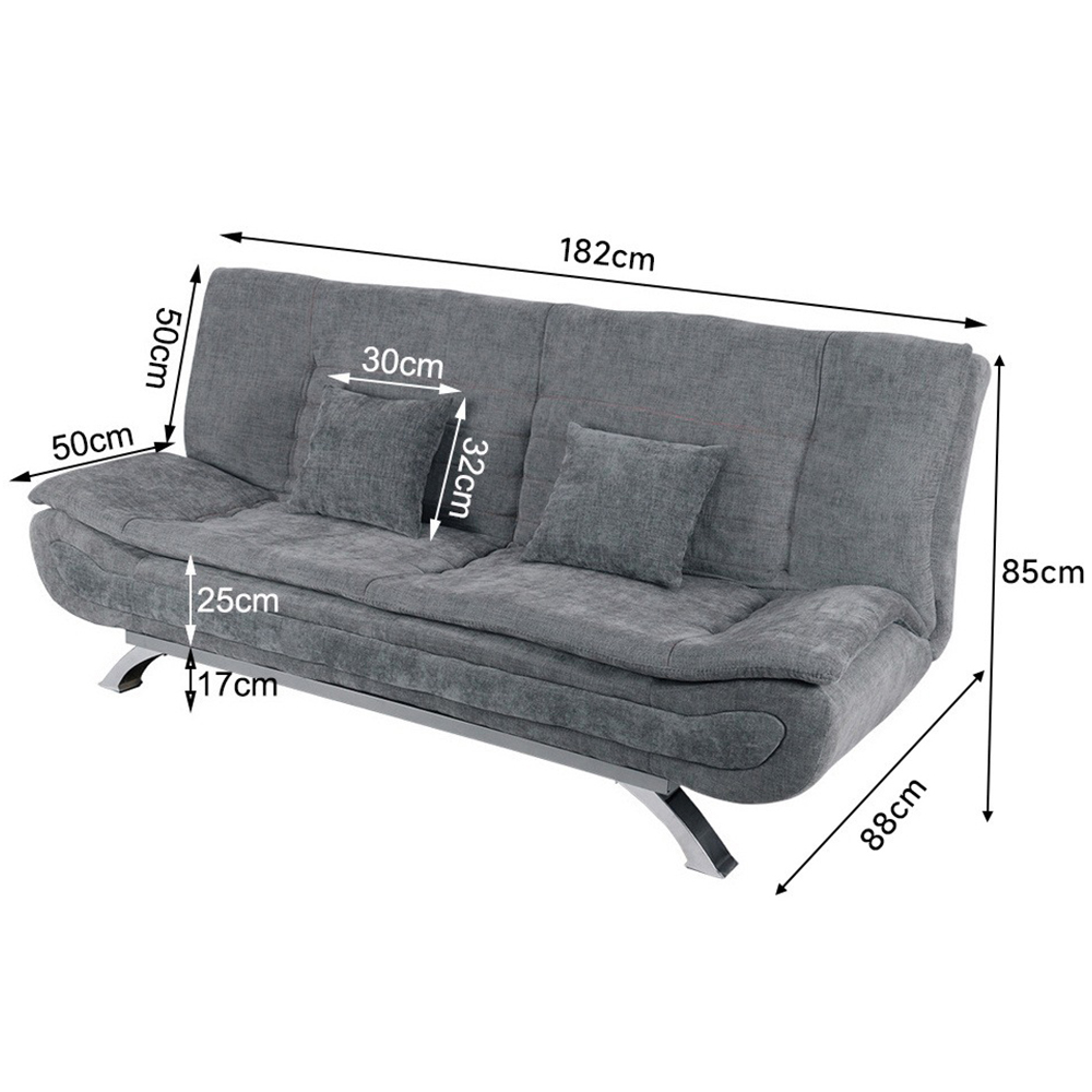 Living and Home 2 Seater Grey Linen Fabric Sofa Bed Image 6