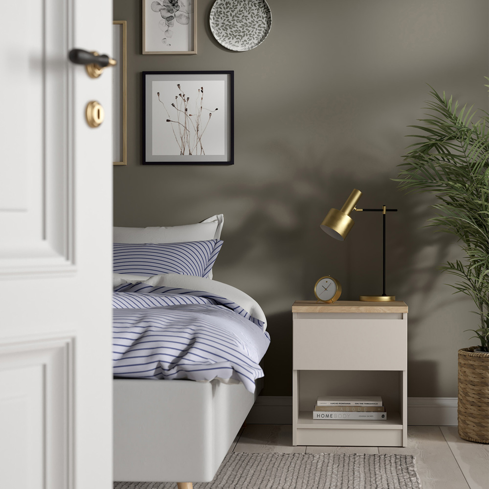 Florence Naia Single Drawer Single Shelf Cashmere Jackson Hickory Bedside Table Image 6