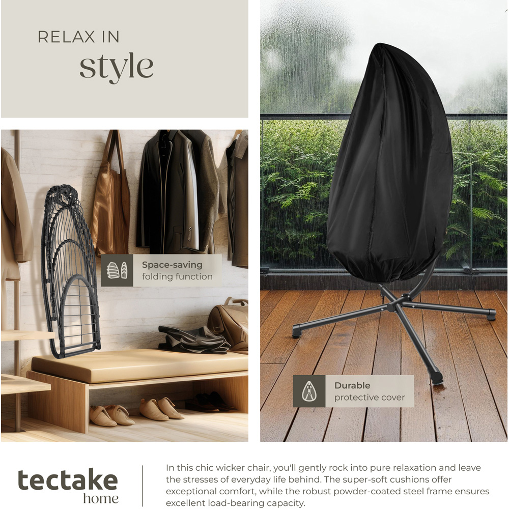tectake Ariane Black Egg Chair Image 7