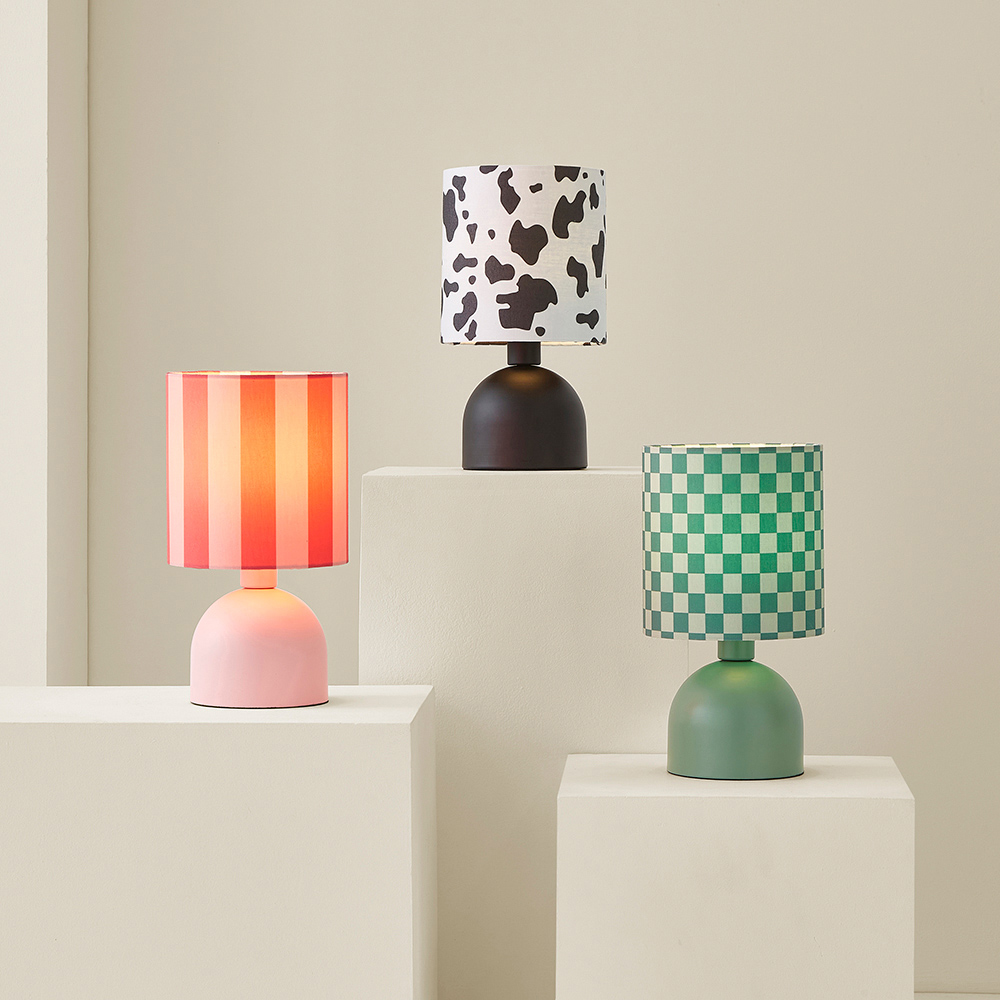 ValueLights Miley Pink Stripes Drum Lamp Shade Pale Pink LED Table Lamp Image 7