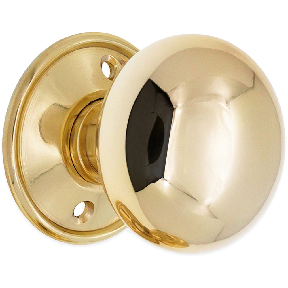 Spira Brass Polished Brass Cottage Large 50mm Rim and Mortice Door Knob 2 Pack Image 3
