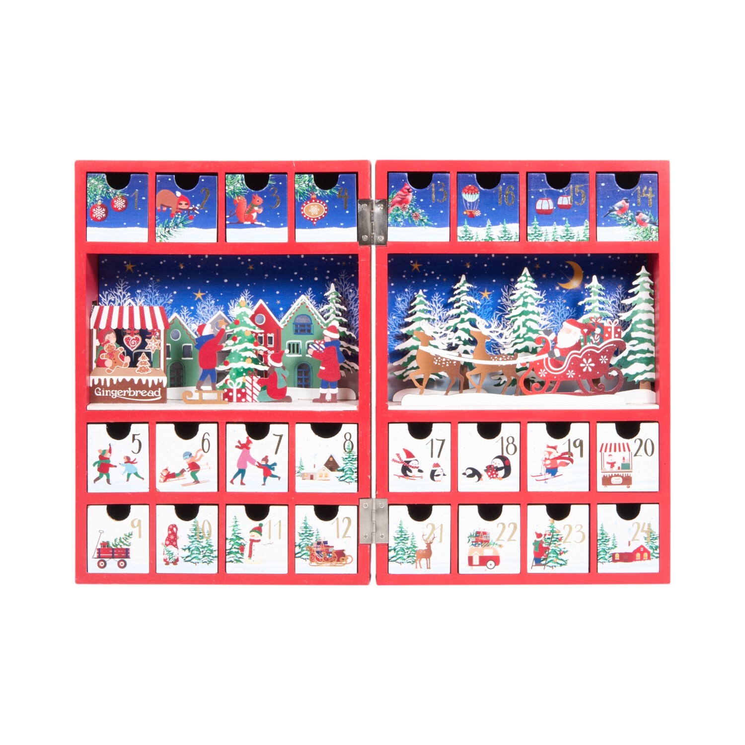 Traditonal LED Book Advent Calendar Red Image 2