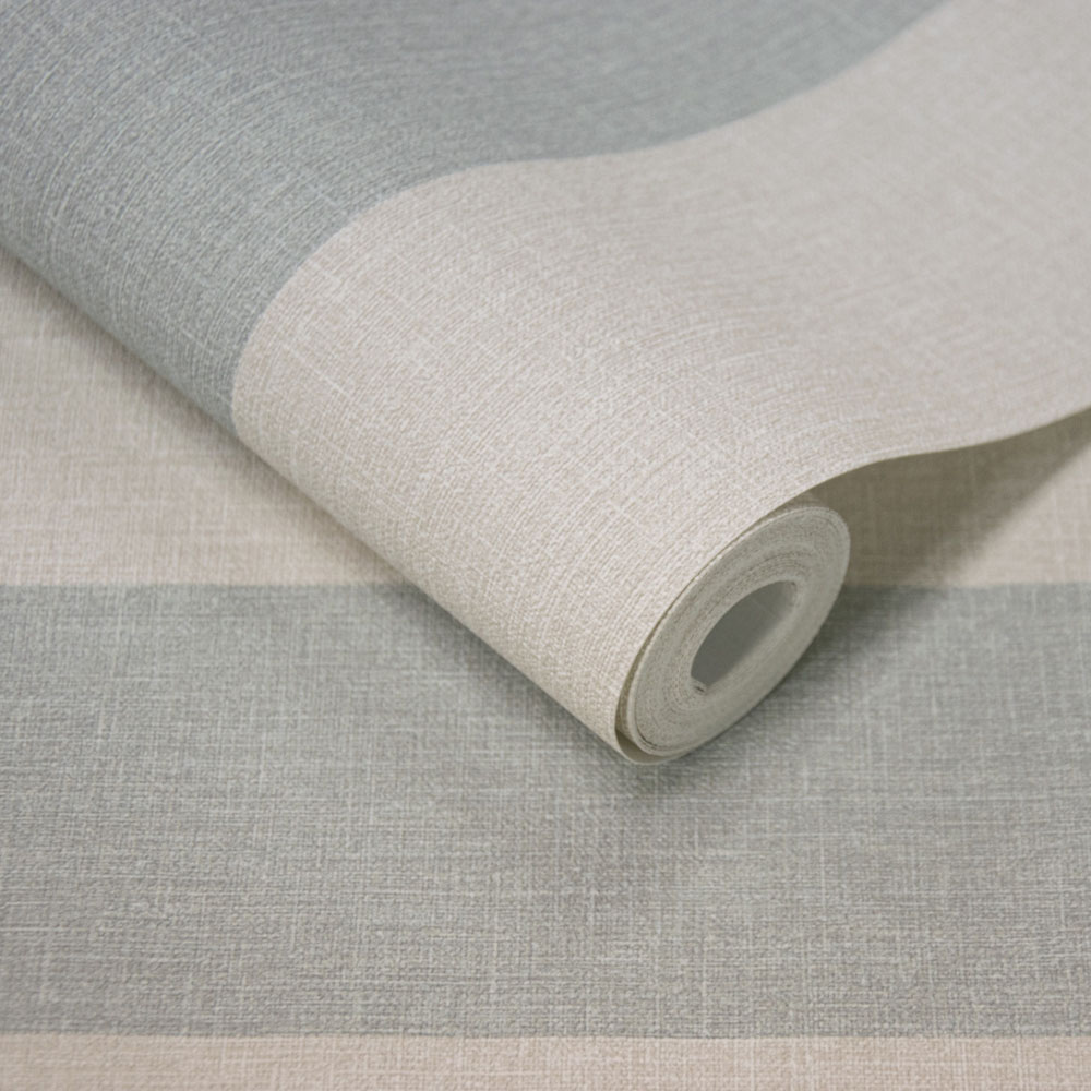 Grandeco Boutique Pure and Protect Stratus Stripe Linen Textured Antibacterial Aqua Wallpaper Image 2