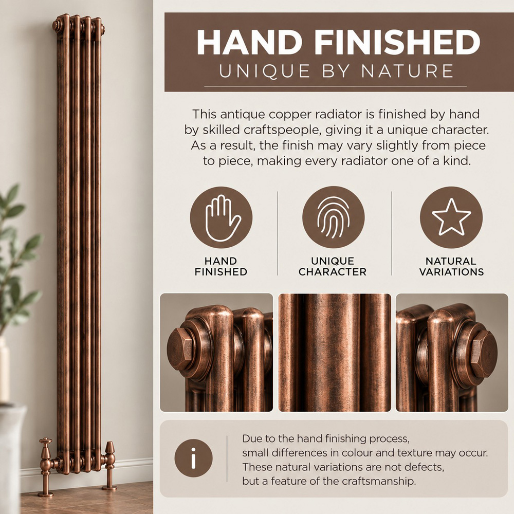 Go Bathrooms Clarence Antique Copper 2 Column 4 Section Radiator 1800 x 200mm Image 3