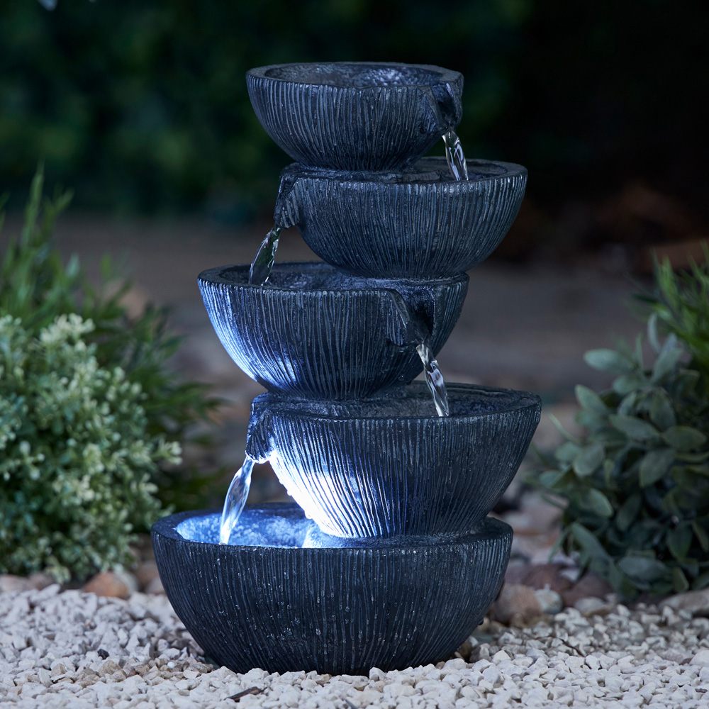 Garden Gear Tabletop 5 Cascading Bowls Water Feature Image 5