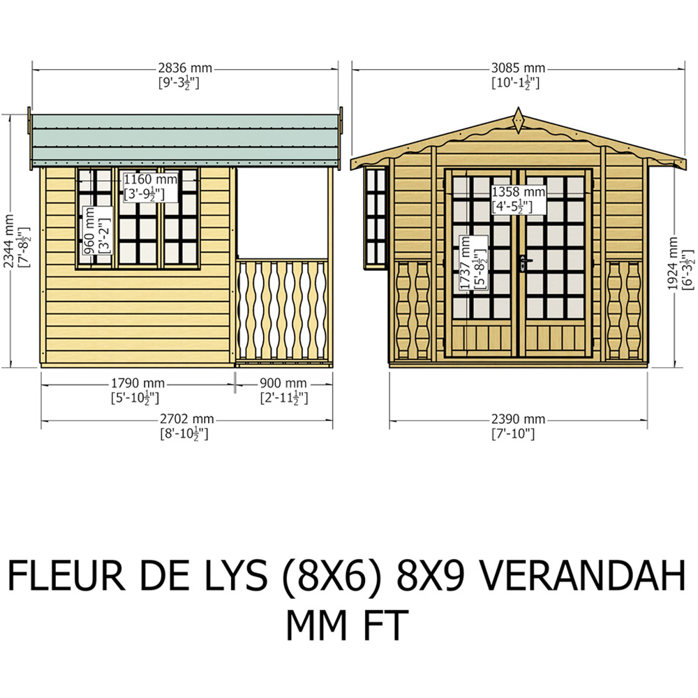 Shire Fleur De Lys 8 x 9ft Double Door Shiplap Apex Summerhouse Image 5