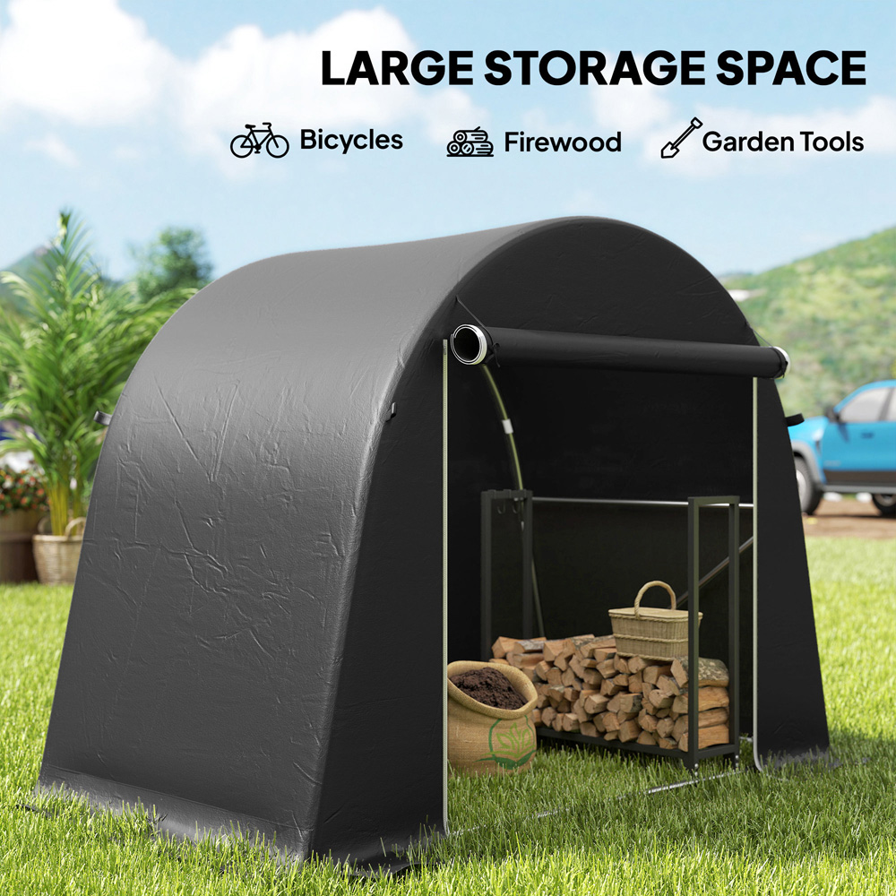 Outsunny 8 x 4ft Dark Grey Garden Bike Storage Shed Image 5