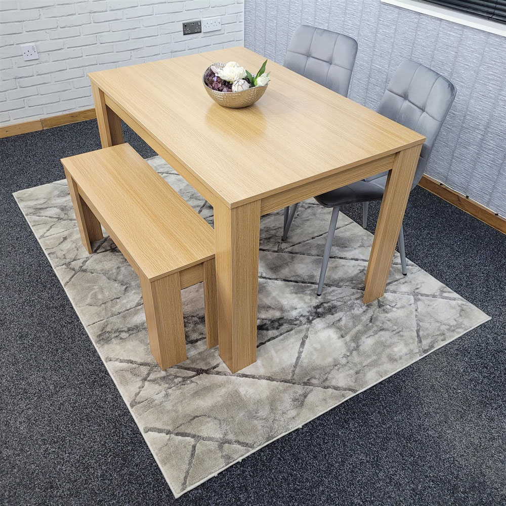 Portland 4 Seater Square Dining Table Set Oak Effect and Grey Image 7