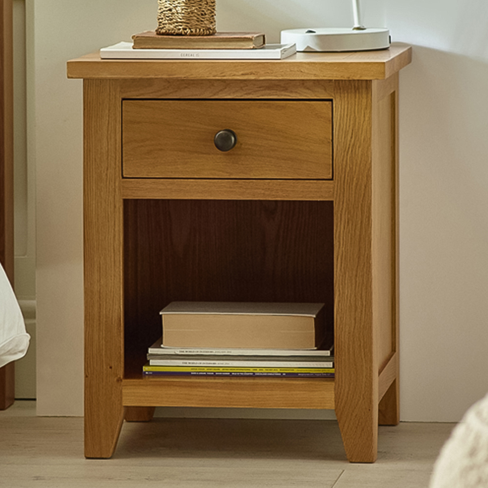 Julian Bowen Marlborough Single Drawer White Oak Bedside Table Image 1