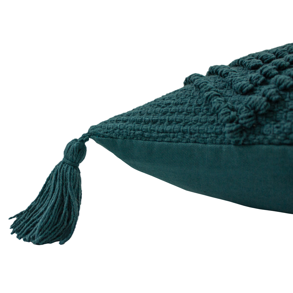 furn. Halmo Teal Woven Tasselled Cushion Image 5