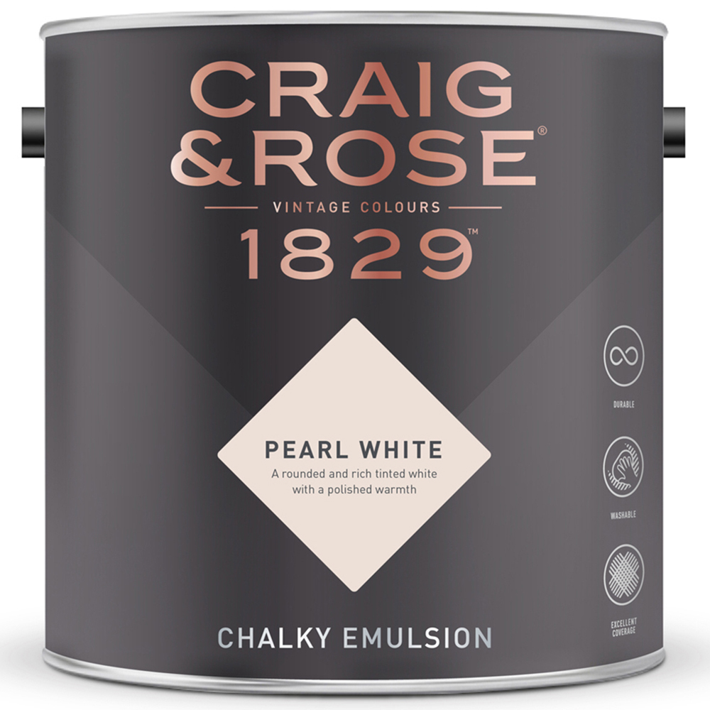 Craig & Rose Walls and Ceilings Pearl White Chalky Emulsion Paint 5L Image 2