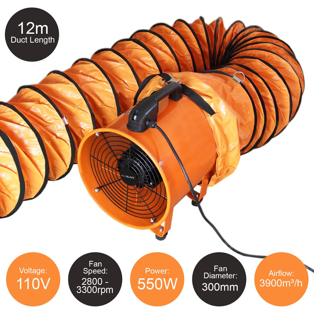 MonsterShop Maxblast 27024 300mm Dust Extractor with 12m Duct 550W Image 4