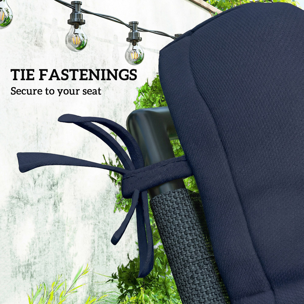 Outsunny Dark Blue Garden Seat Cushion with Backrest 2 Pack Image 8