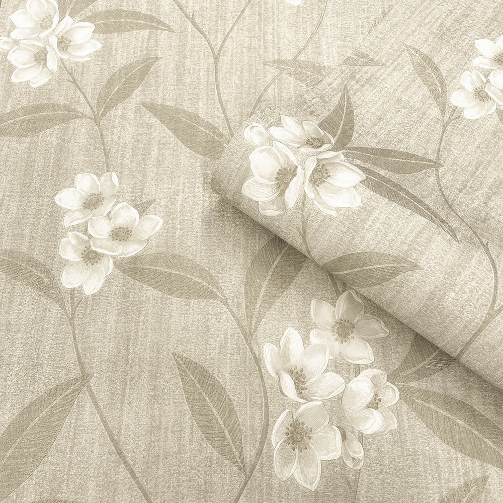 Belgravia Decor Giovanna Floral Cream Beige Wallpaper Image 2