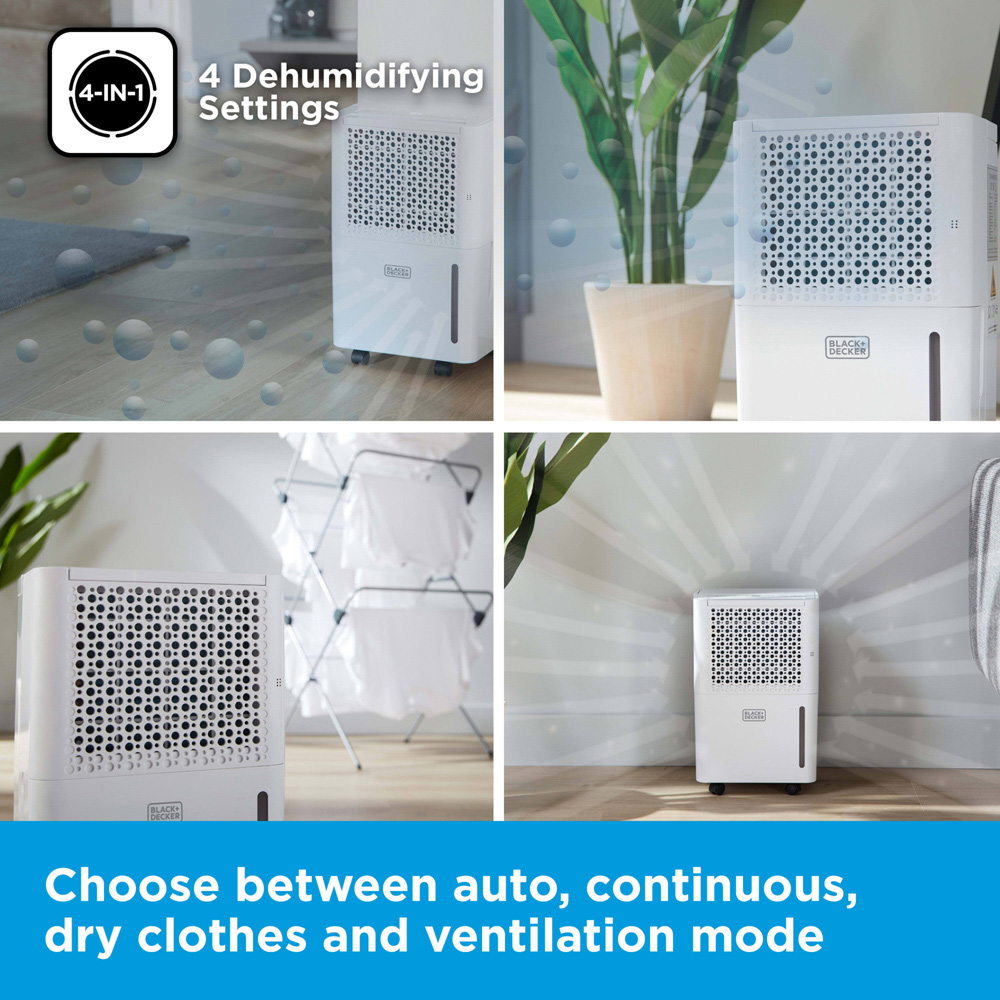 Black+Decker 12L Smart Dehumidifier with 24H Timer and 2.1L Water Tank Image 5