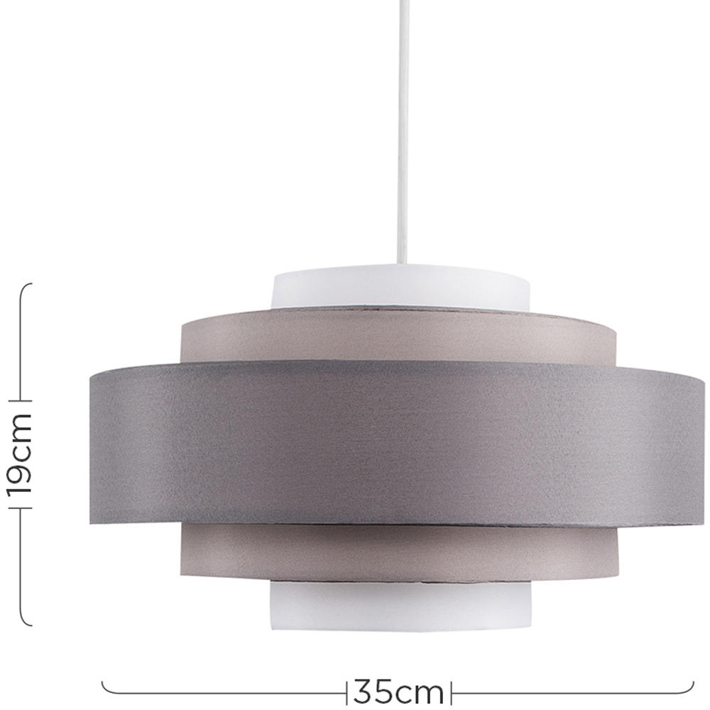 ValueLights Hampshire 3 Tone Grey Fabric 5 Tiered Ceiling Pendant Light Lamp Shade Image 9