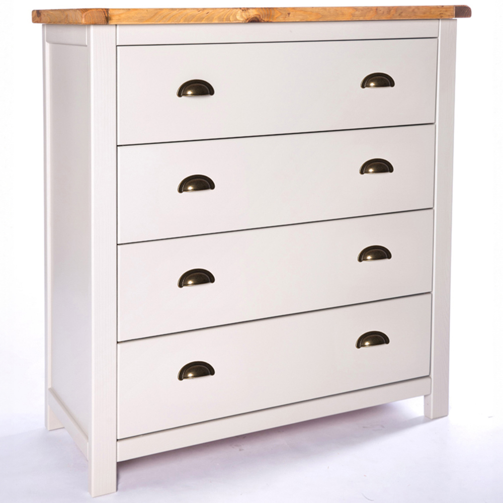 Argenta 4 Drawer Light Grey Chest of Drawers with Brass Cup Handles Image 2