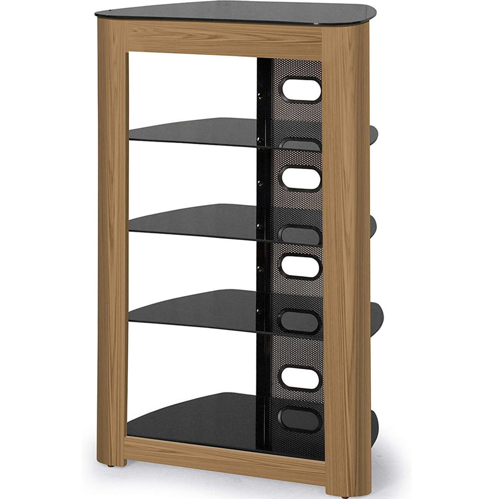 Centurion Supports Zinnia 5 Shelf Black with Oak Fascia Flat Screen Image 6
