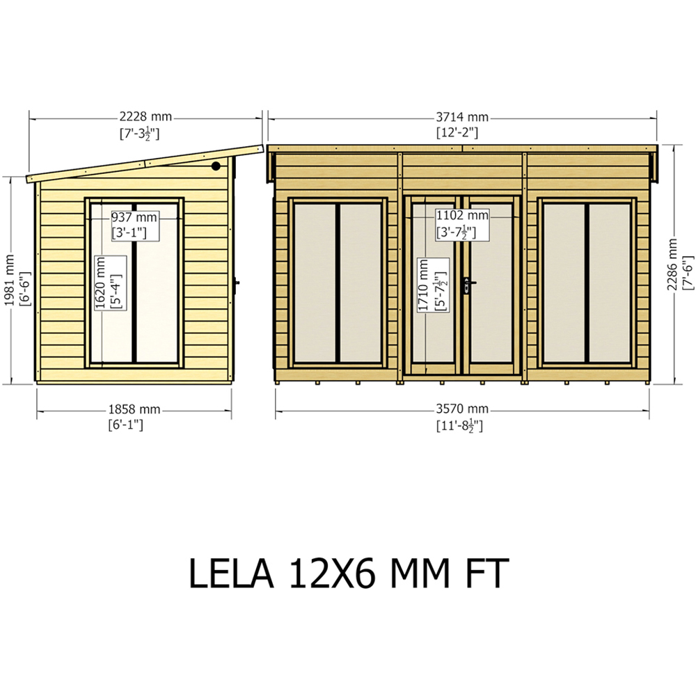 Shire Lela 12 x 6ft Double Door Summerhouse Image 9