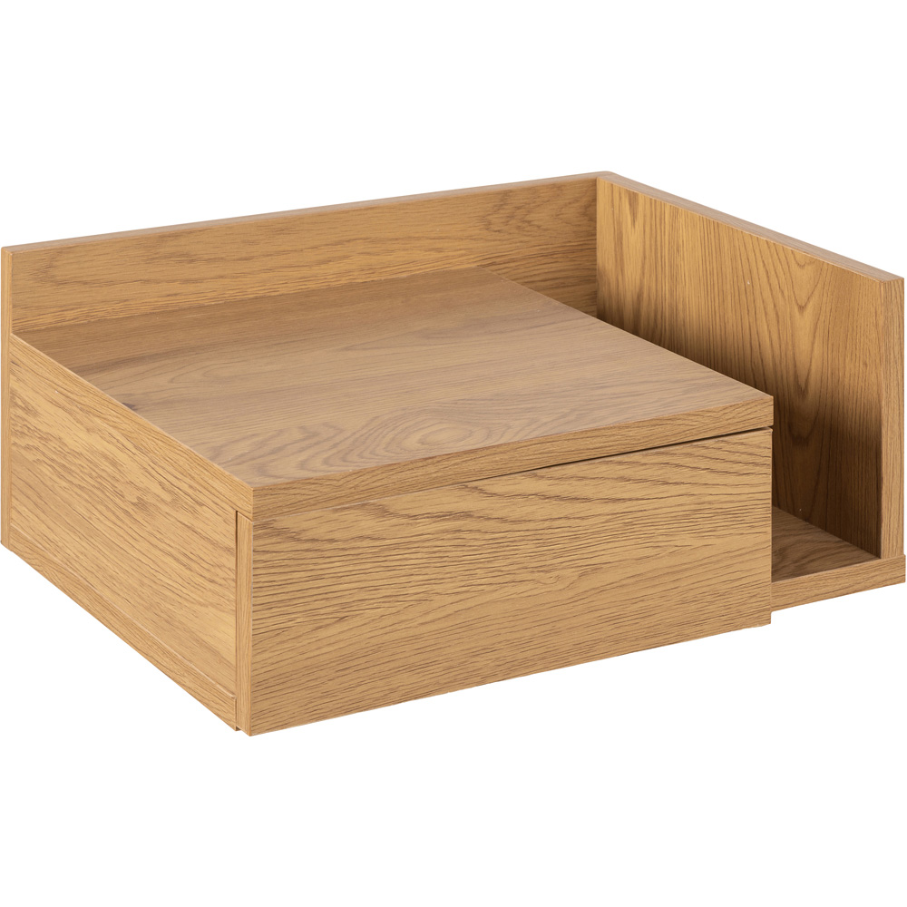Florence Ashlan Single Drawer Oak Square Bedside Table Image 4