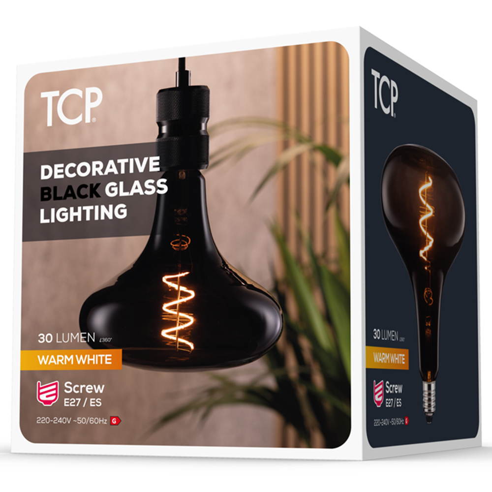 TCP E27 Warm White Glow Black Twist Short Horn Decorative Bulb Image 3