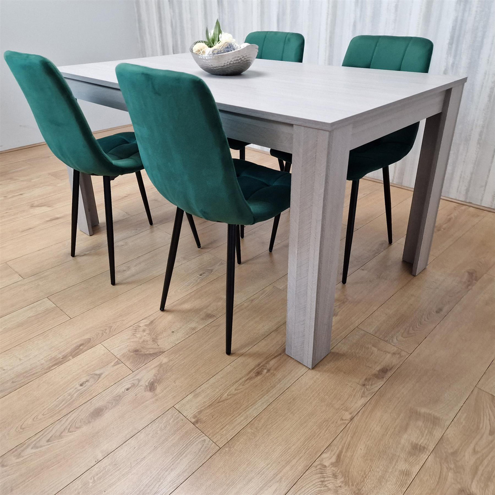 Portland 4 Seater Velvet Dining Set Grey and Green Image 5