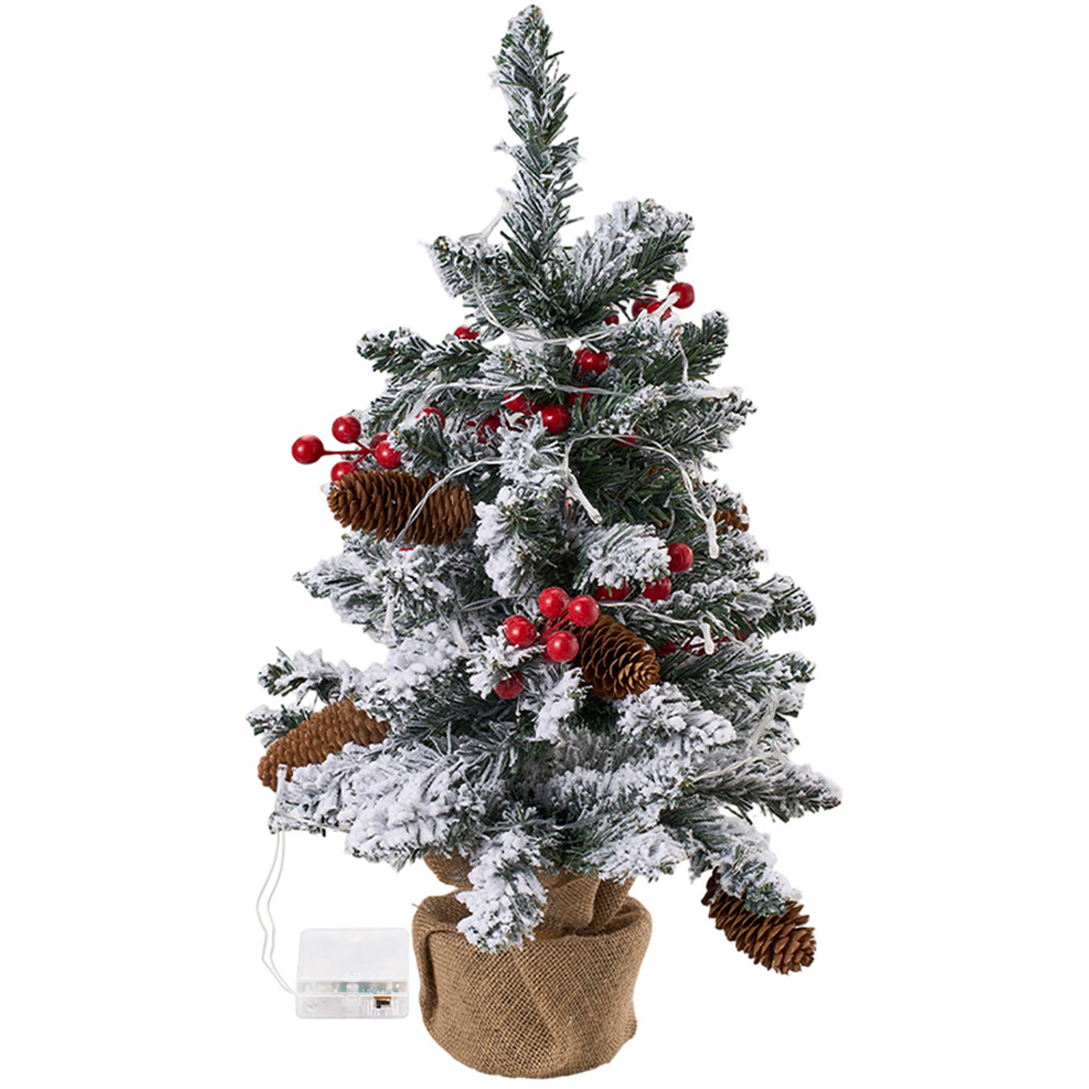 Living and Home Snow-Frosted Tabletop Artificial Christmas Tree 1.8ft with String Light Image 3