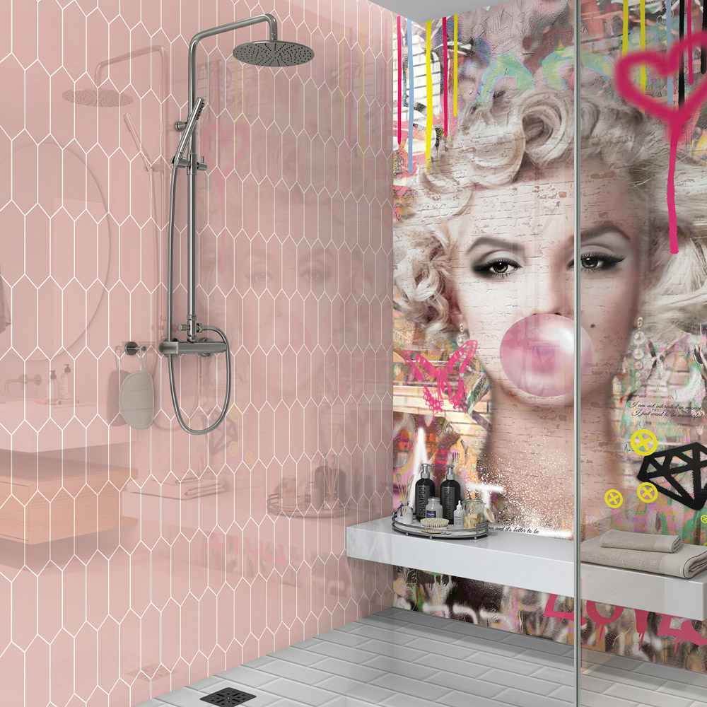Splashbax Premium Artisan Blossom Pink Elongated Hexagon Di Bond Shower Panel 2400 x 800mm Image 5