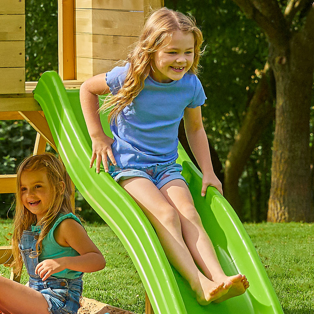TP Treehouse Wooden Playhouse with Swing Slide Balcony and Panel Kit Image 8
