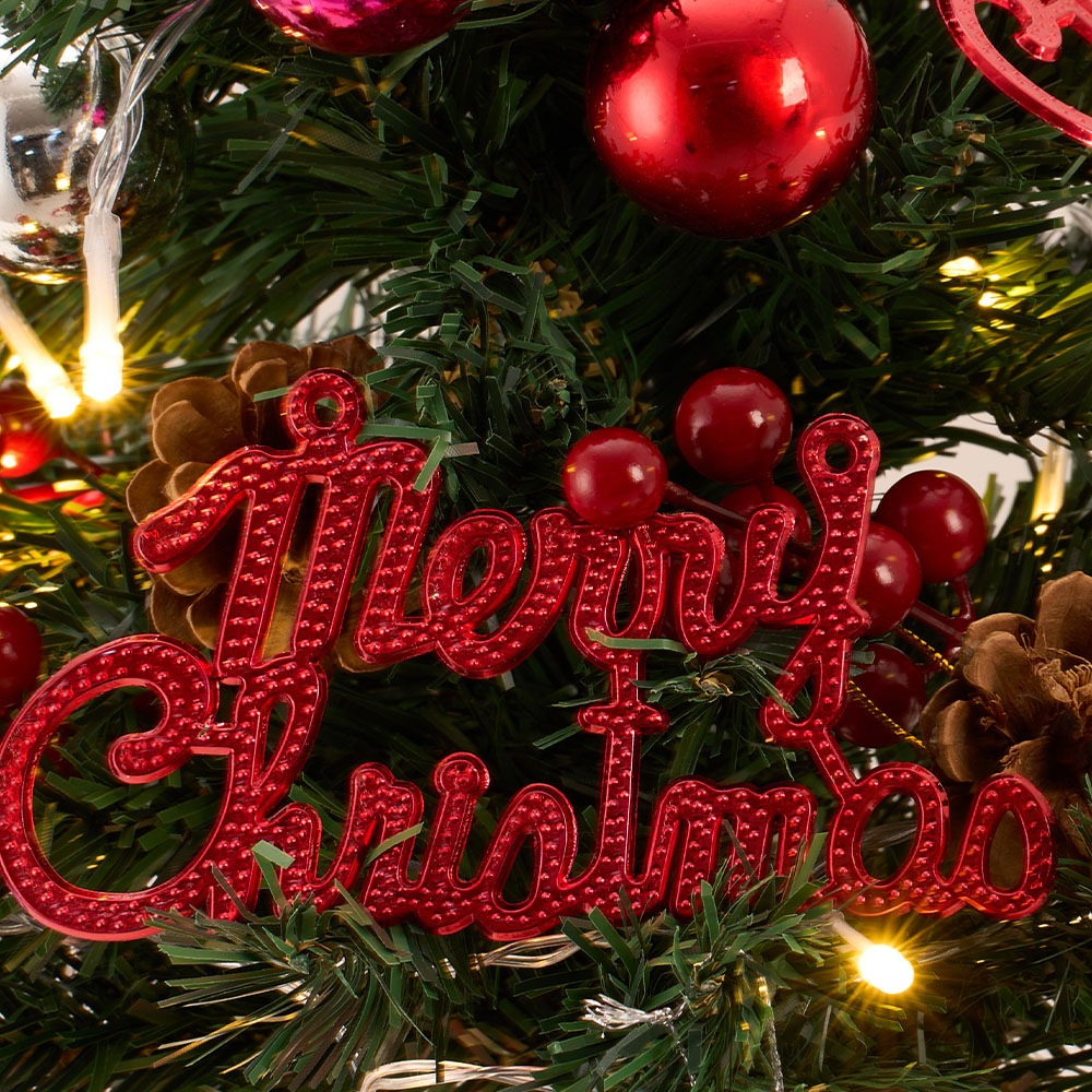 Living and Home LED Lights Baubles and Gold Star Top Mini Artificial Christmas Tree 1.8ft Image 4